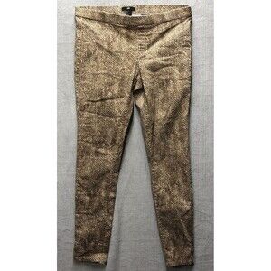H&M Skinny Pants Size 12 Snakeskin Print Beige Brown Pullon